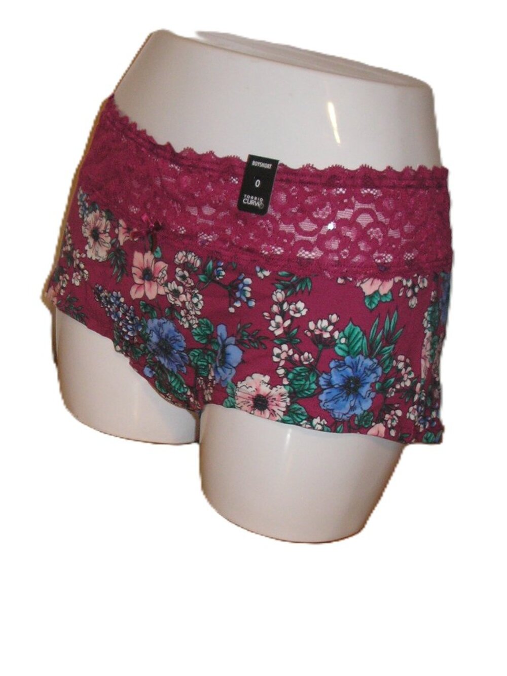 Torrid Curve Lace Trim Floral Boyshorts Panties Lingerie, Sz 0 / 0X